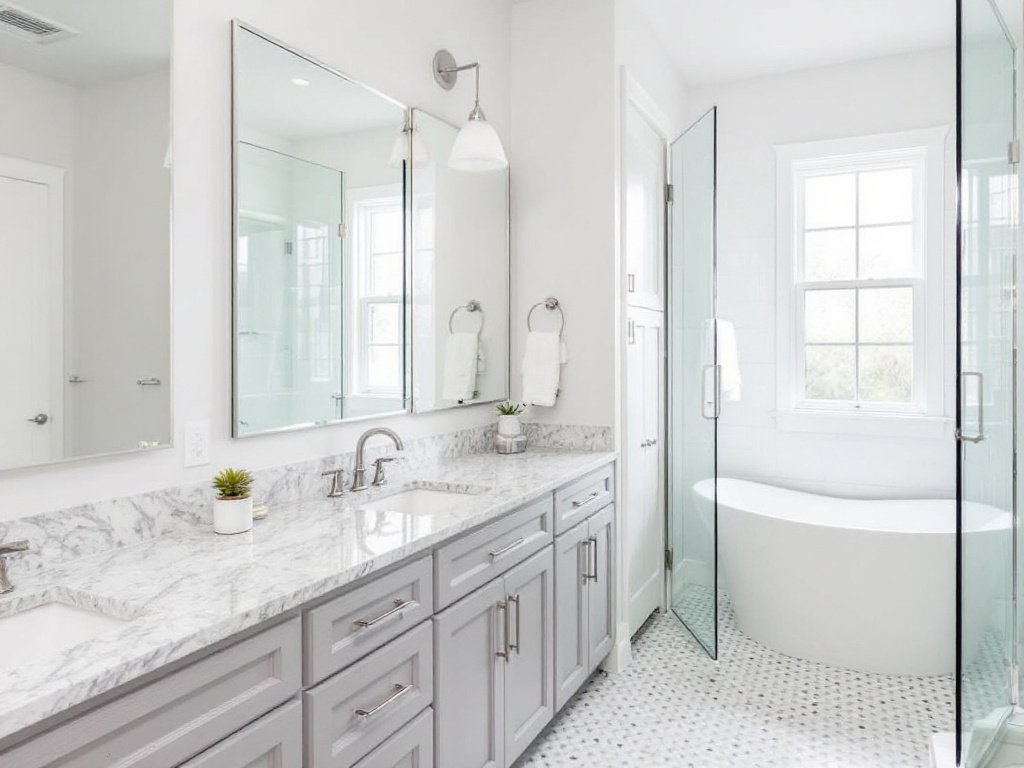 Caption: Turn your house into a home with high-end renovations from Sun Shore Construction – Your go-to bathroom contractors in Norwood, MA. A thoroughly renovated bathroom by Sun Shore Construction, the top-notch bathroom contractors near Norwood, MA, displaying the elegance of contemporary design.