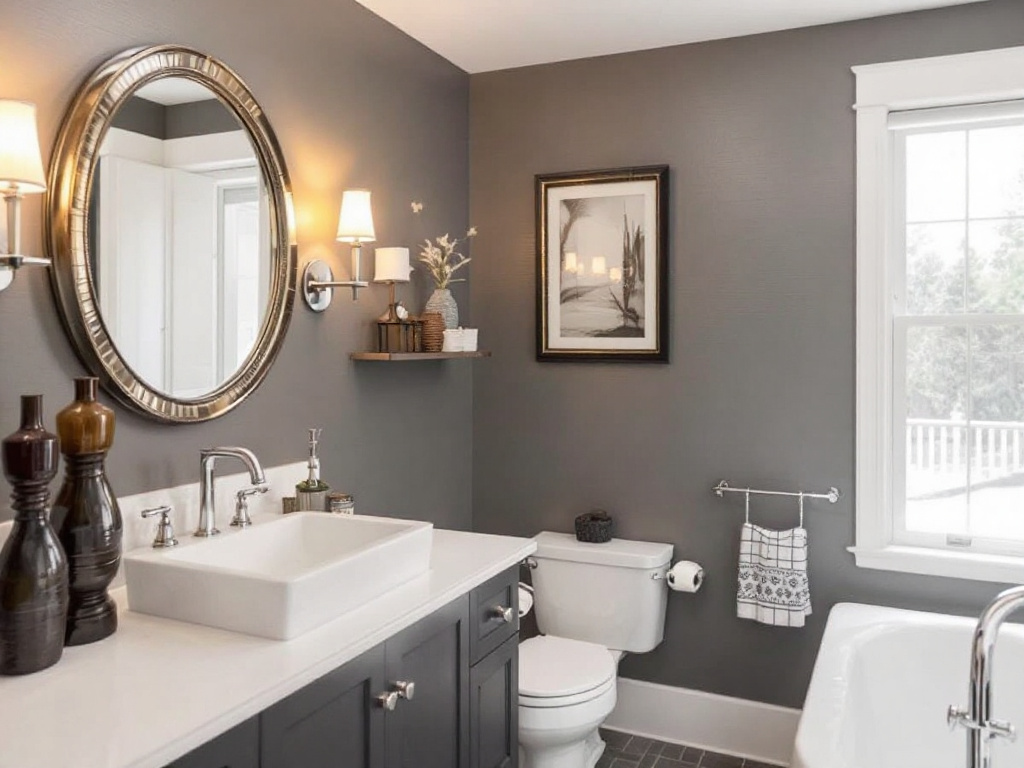 Modern, contemporary design in the remodelled bathroom and interior of Lexington home.