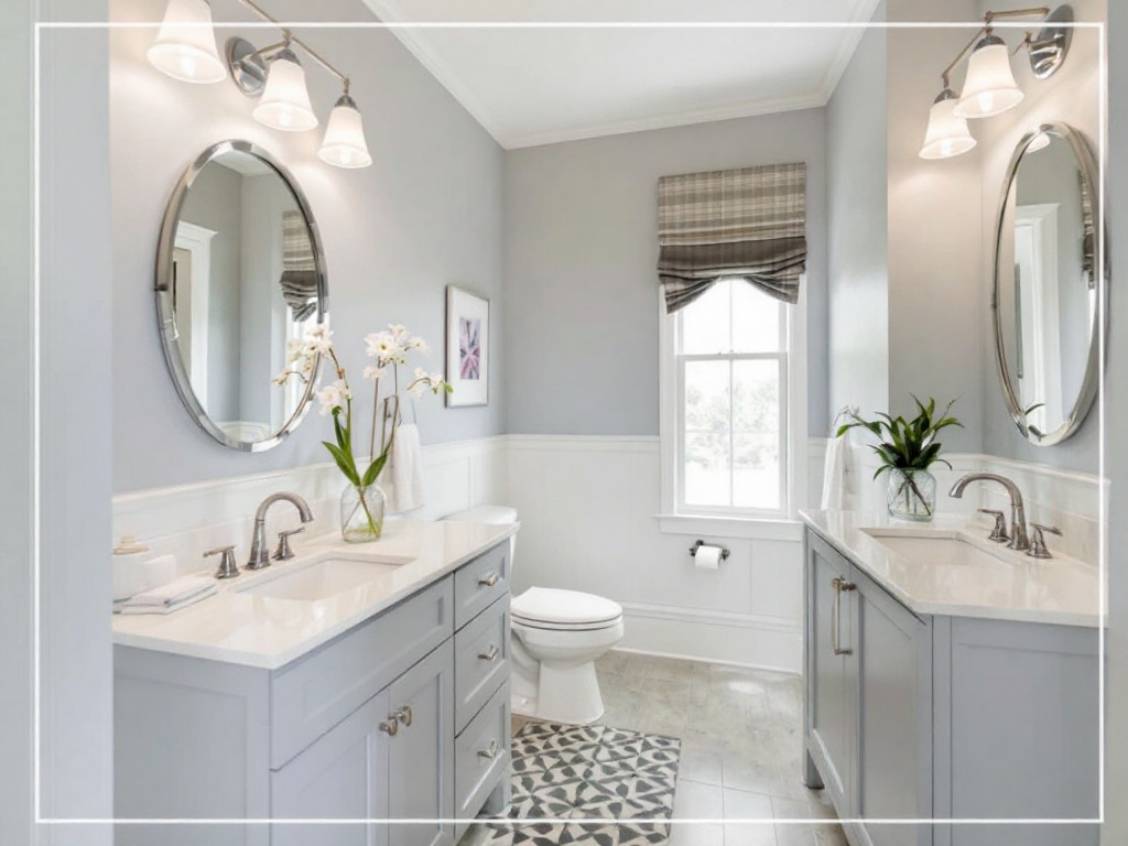 A renovated bathroom and freshly painted interior in a Lexington, MA home.