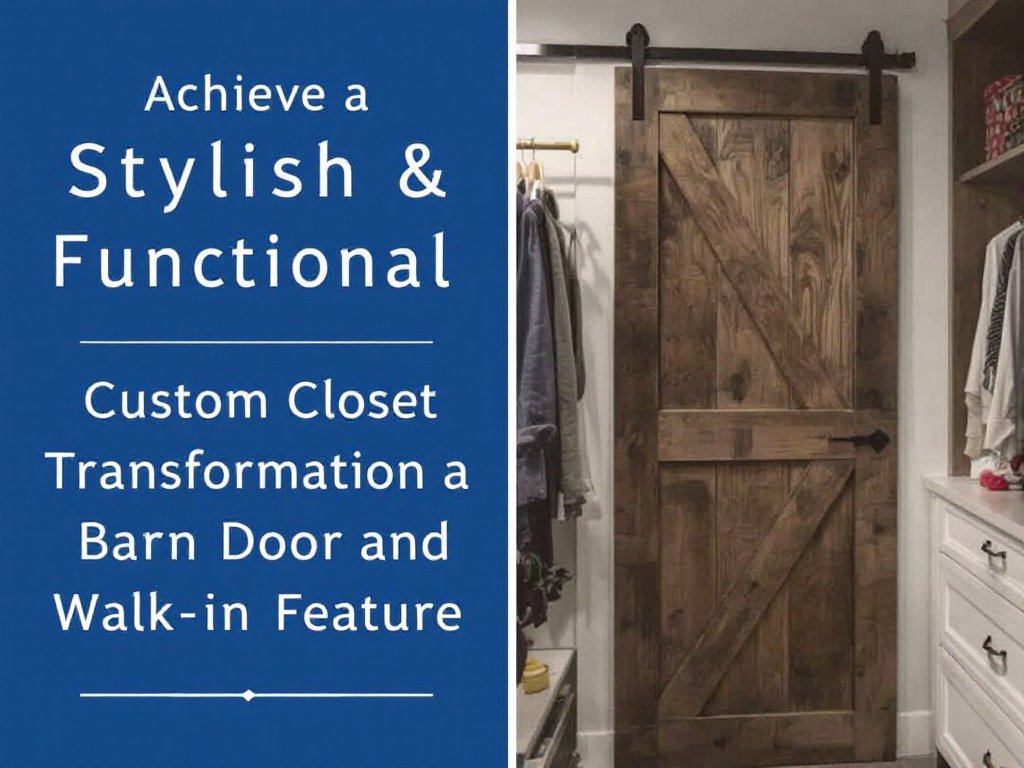 Artistic Custom Closet Makeover with Chic Barn Door and Walk-In Feature! Trendy custom closet featuring a barn door and walk-in design.