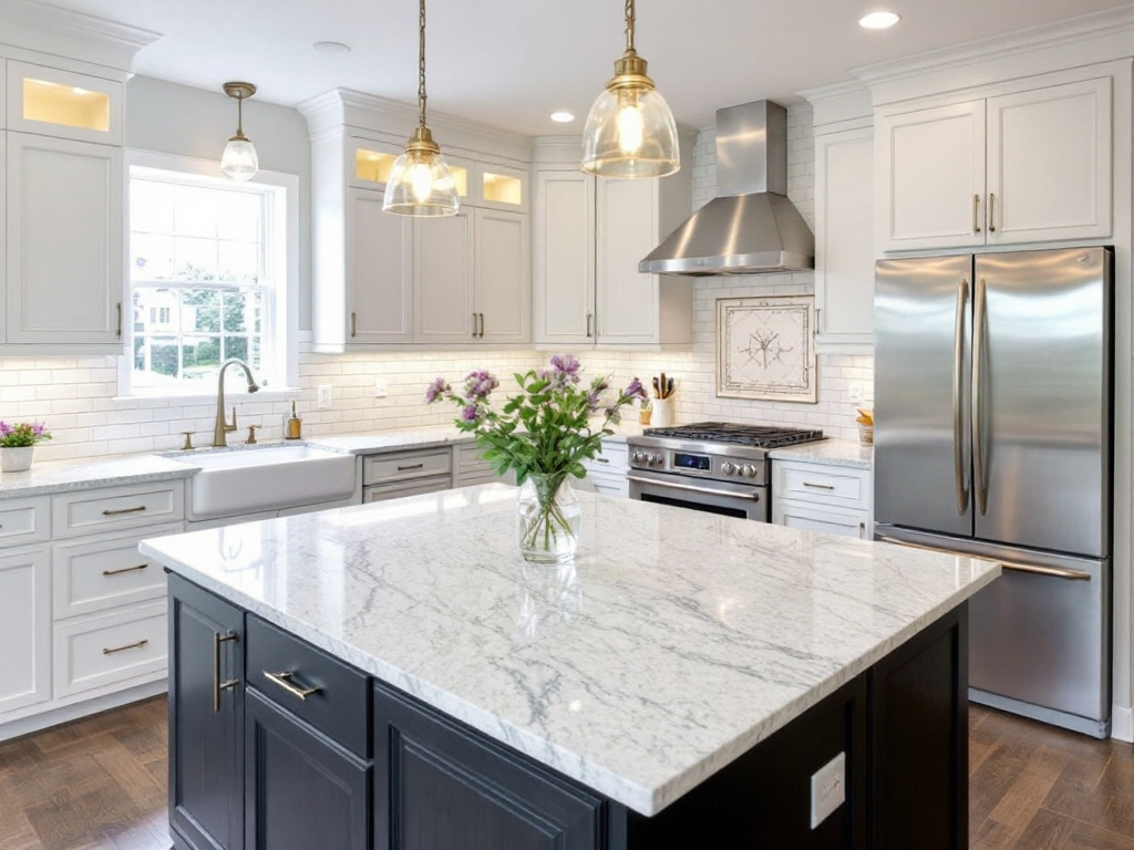 Contemporary kitchen renovation by top contractors in Malden, MA. 