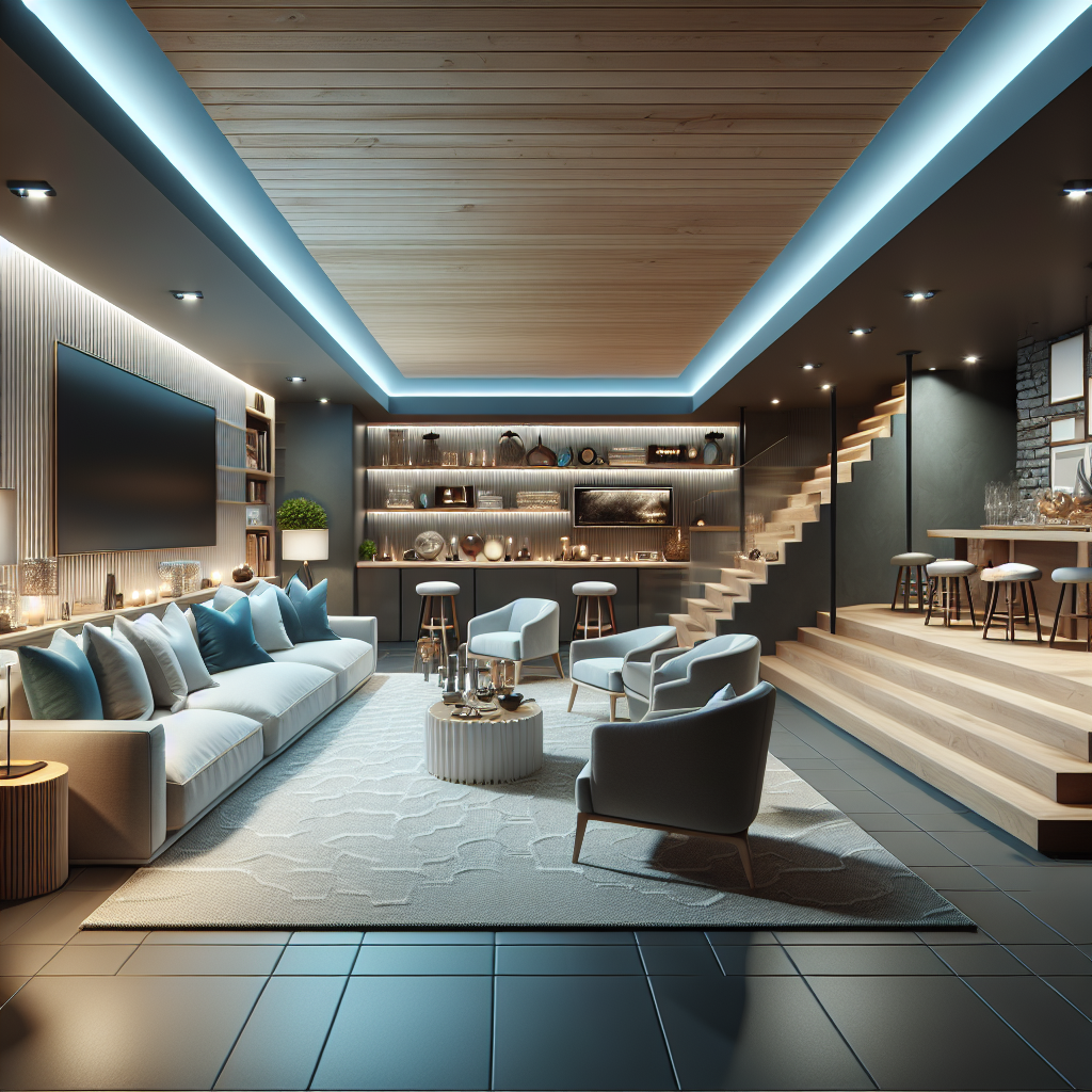 Basement-upgrade Brilliance: Introducing Your Leading Renovation Experts. Experts renovating basement in a modern, contemporary style to enhance excellence.