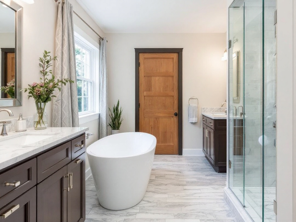 Stunning modern and contemporary bathroom design with exceptional renovation service in Woburn, MA.