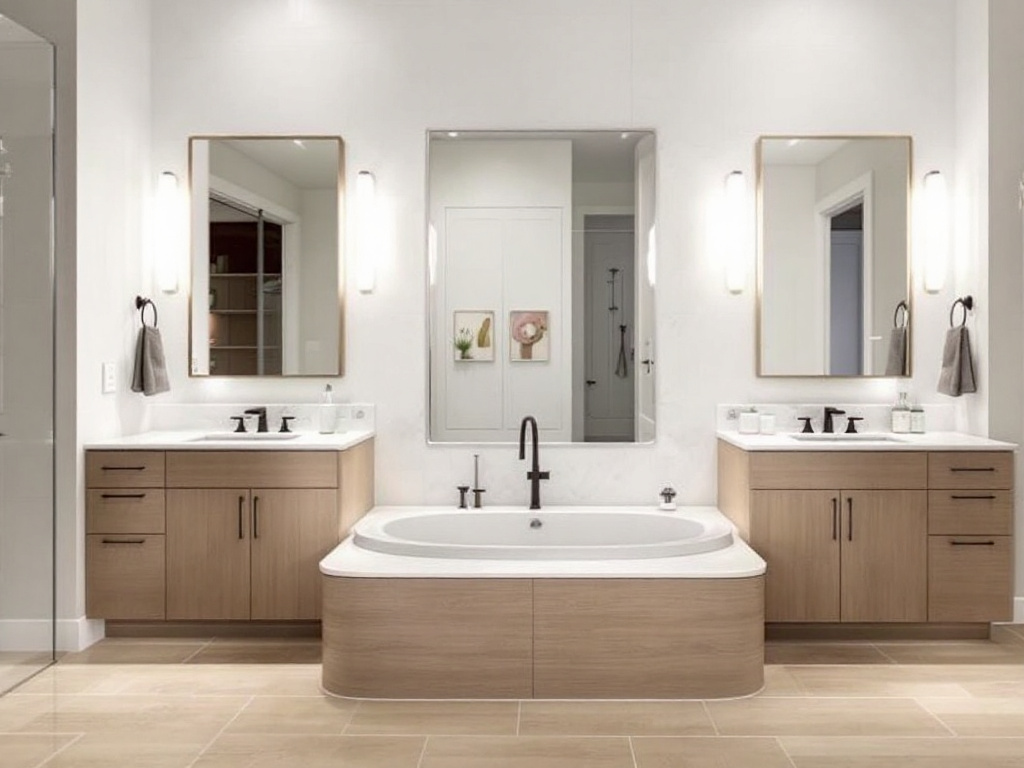 Modern renovated bathroom in Quincy MA with sleek design and contemporary amenities.