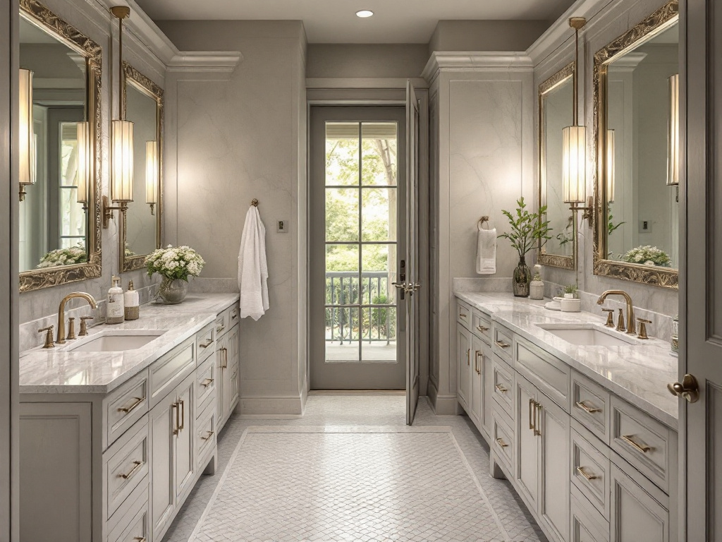 Luxurious and transformed bathroom in Needham, MA with a blend of modern and classic elements.