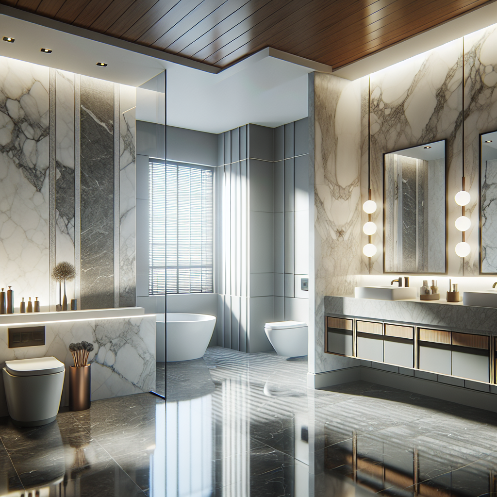 Discover the Average Cost of a Brand-New, Modern Bathroom. Visual representation of the average cost breakdown for a modern, contemporary designed new bathroom.