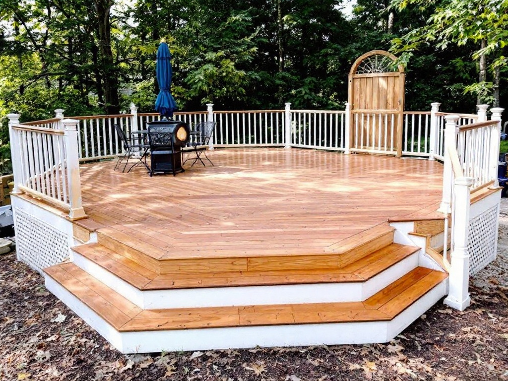 Transitional deck installation showcasing an exceptional outdoor living transformation near Ashland, MA.