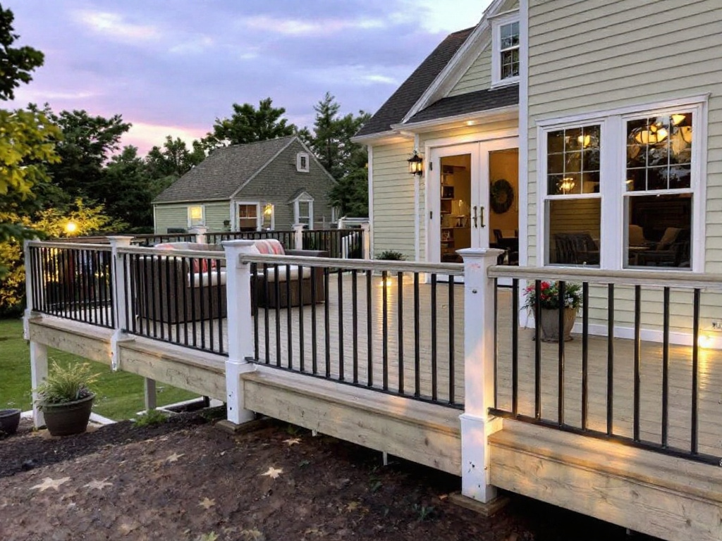 Alt Text: Contemporary design deck installation in outdoor living space near Lincoln, MA.