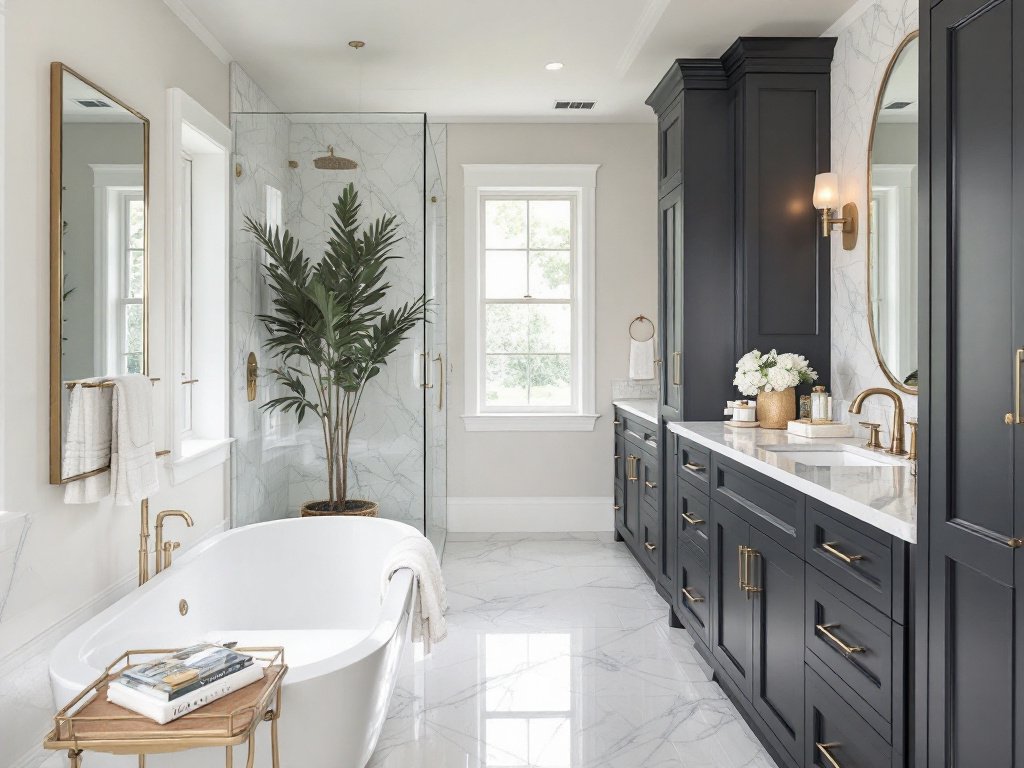 Lexington Luxe: Embracing Modernity in Bathroom Transformation Stylish modern transformation of a Lexington Luxe master bathroom.