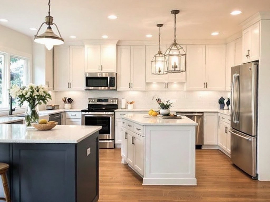Caption: Transform your living space with the best professional kitchen remodelers near Weston, MA. Skilled kitchen remodelers revamping an elegant and modern kitchen near Weston, MA.