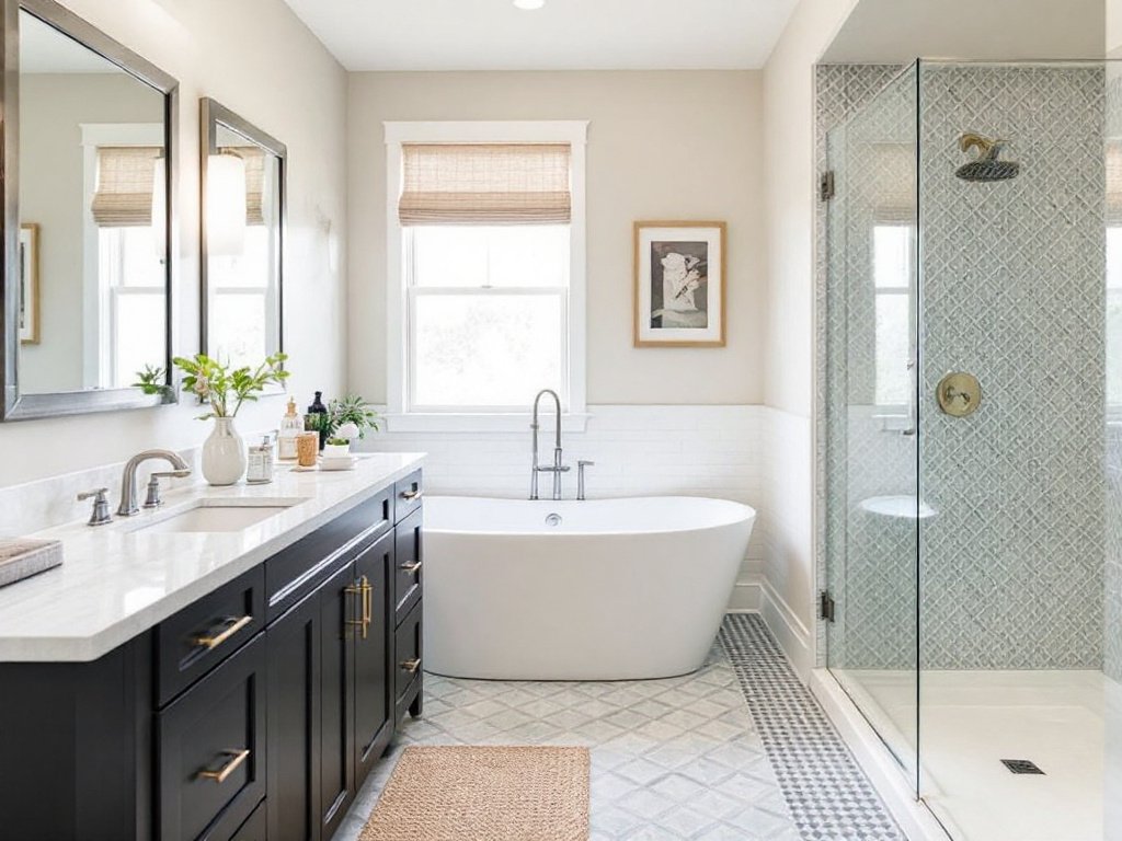 Modern, contemporary designed bathroom remodeled to perfection by the skilled bathroom contractors near Melrose, MA.
