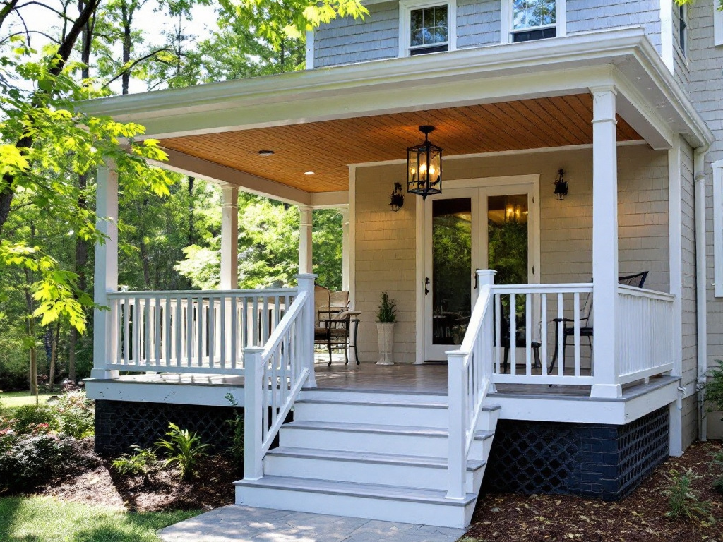 Modern contemporary designed deck and porch built by renowned contractors in Natick, MA.