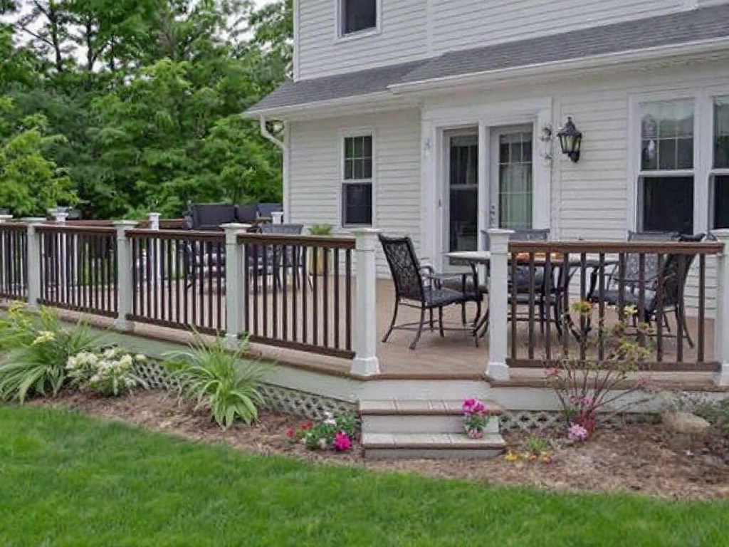 Alt Text: Professional deck and porch contractors constructing an outdoor living space in Natick, MA.