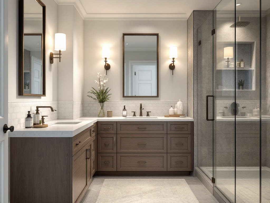 Your Dream Bathroom-Realized by Boston's Best General Contractors Elegant, modern bathroom transformation by skilled general contractors in the Boston area.
