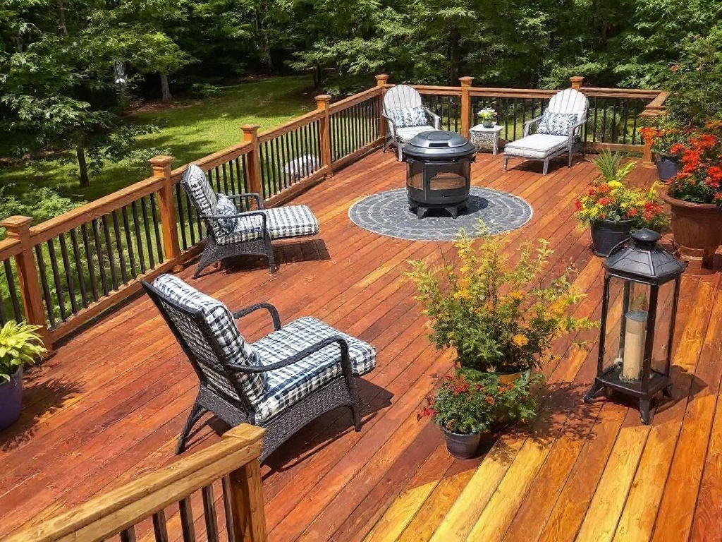 A modern design guide for deck remodeling in Wayland, MA showing a contemporary setting.