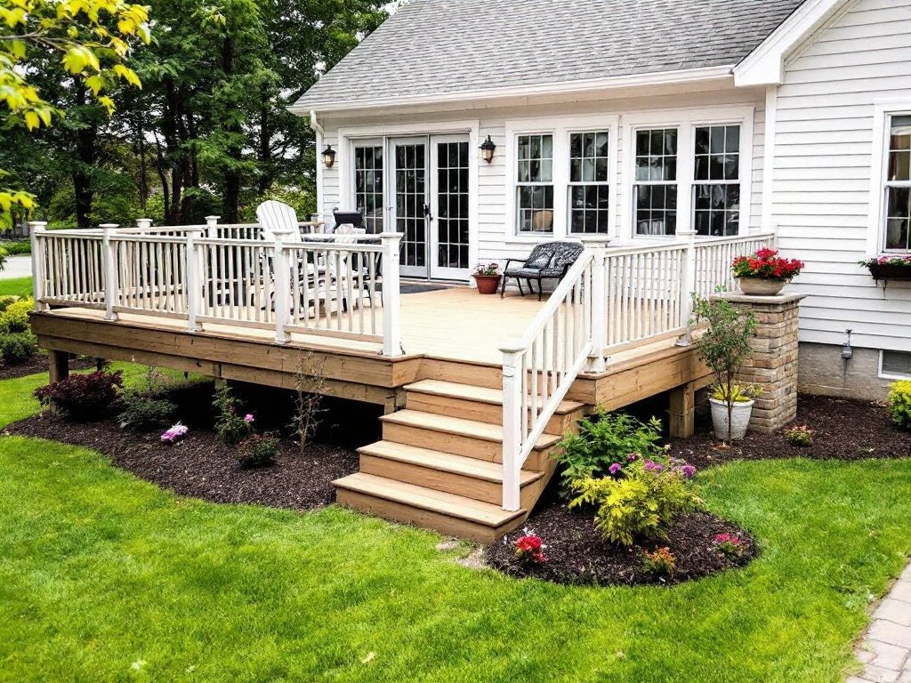 Professional deck installation revamping an outdoor space in Lexington, MA.