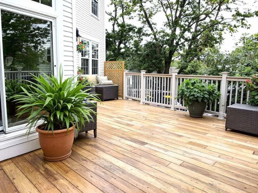 Picture showcasing a stunning deck transformation in a backyard in Burlington, MA.