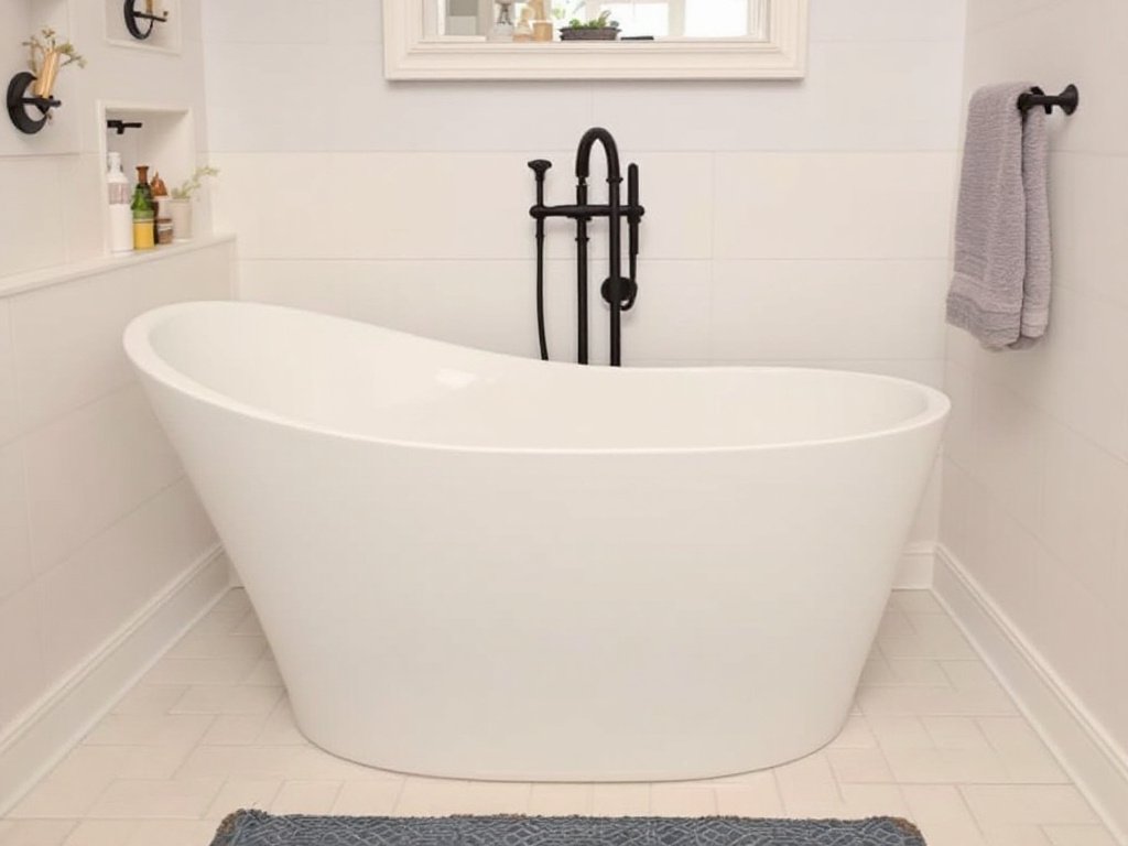 Modern bathtub being installed by professionals in Brookline, MA.