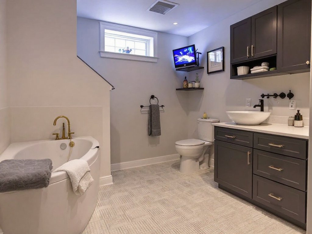 An impressive redesign of a basement in Weston, MA showcasing a modern, contemporary transformation.