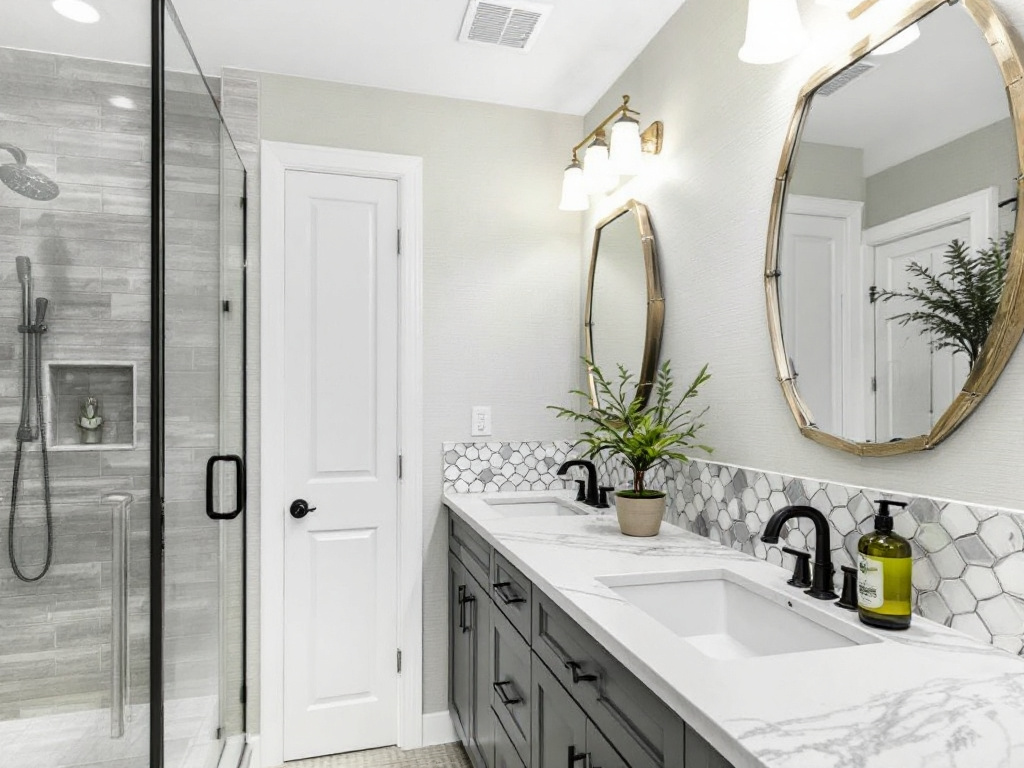 A luxe, modern bathroom designed with a contemporary style by the best general contractors near Randolph, MA. 