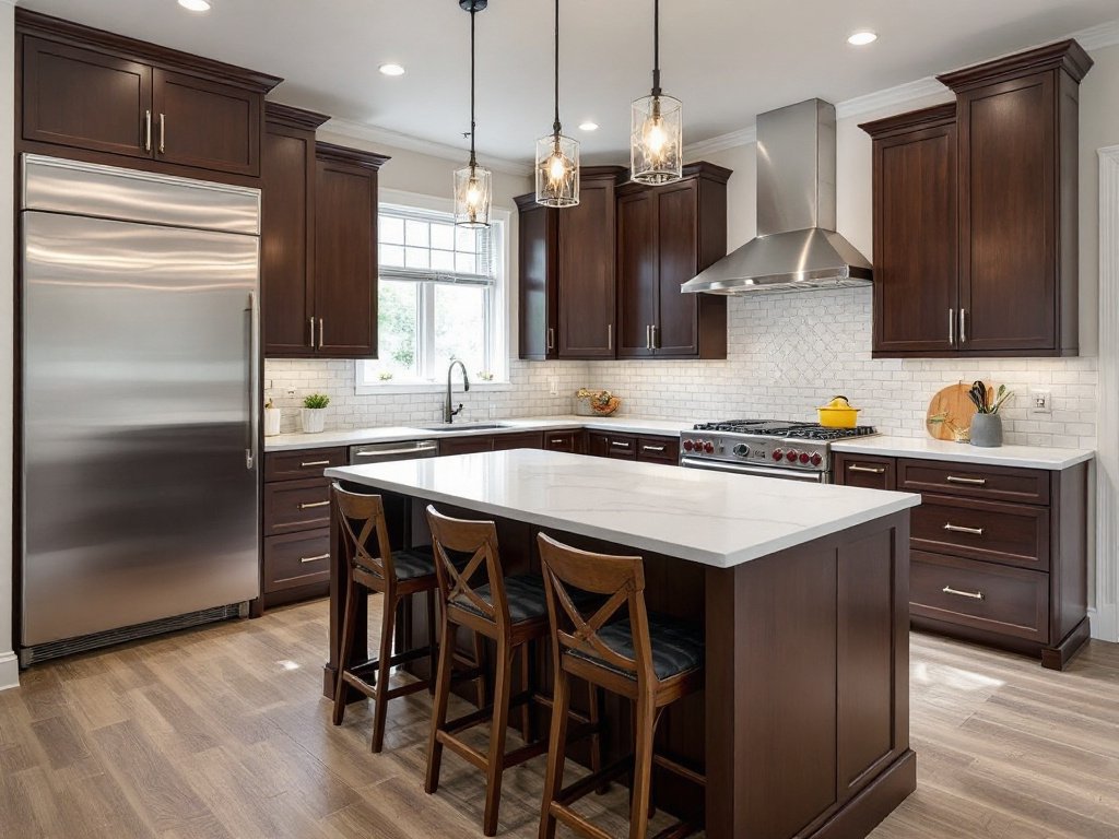 Caption: Discover the perfect blend of modern and contemporary kitchen designs at your local remodelers near Norwood, MA! A photo showcasing modern, contemporary kitchen remodeling choices available near Norwood, MA.