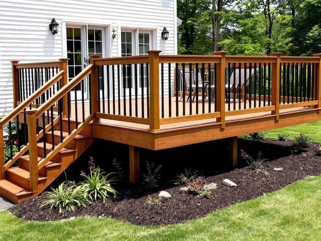 Medfield's Finest Deck Installation Experts at Your Service. Professional deck installation experts working on a project in Medfield, MA.
