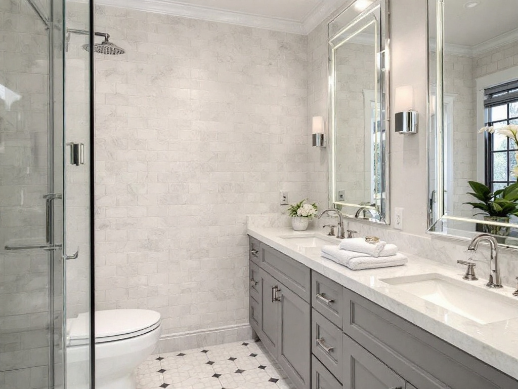 A preview of a sleek, modern bathroom remodel carried out by a top-rated tile installation company near Newton MA.