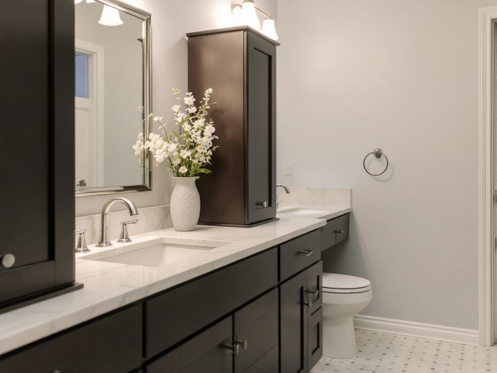 Modern, contemporary designed bathroom remodel done by experienced contractors near Weymouth MA.
