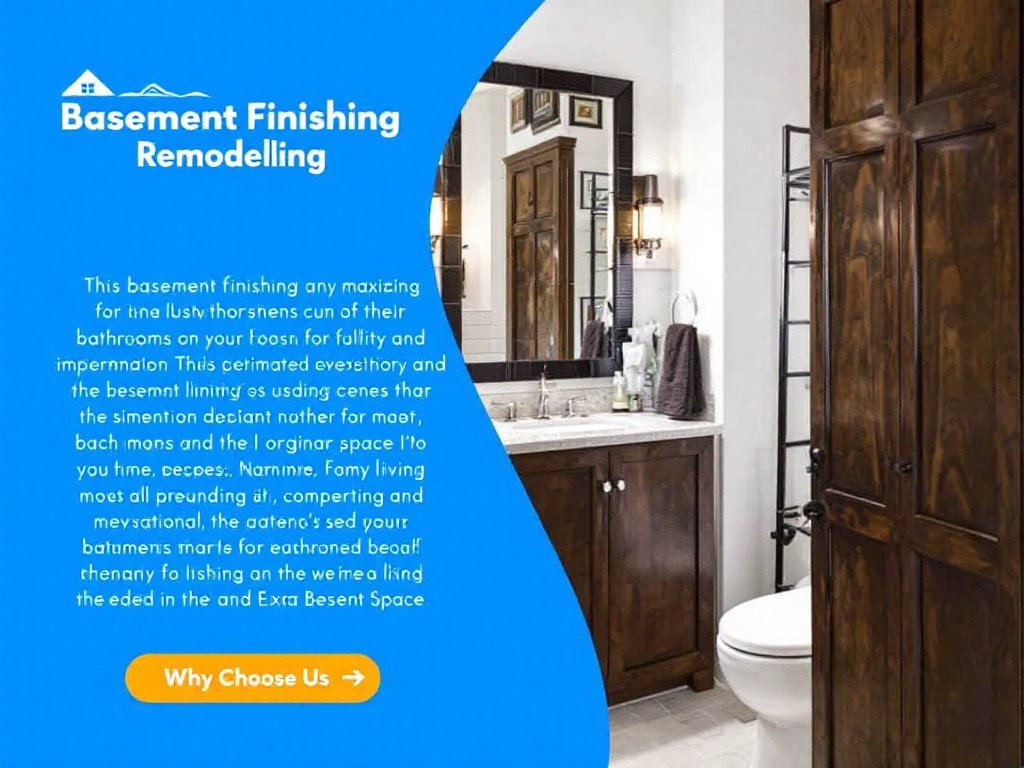 Caption: Unveiling distinct artistry in basement finishing, offering a fresh look with a modern, renovated bathroom near Stoneham. An elegant, contemporary design of a newly remodeled basement near Stoneham featuring a modern, upgraded bathroom.