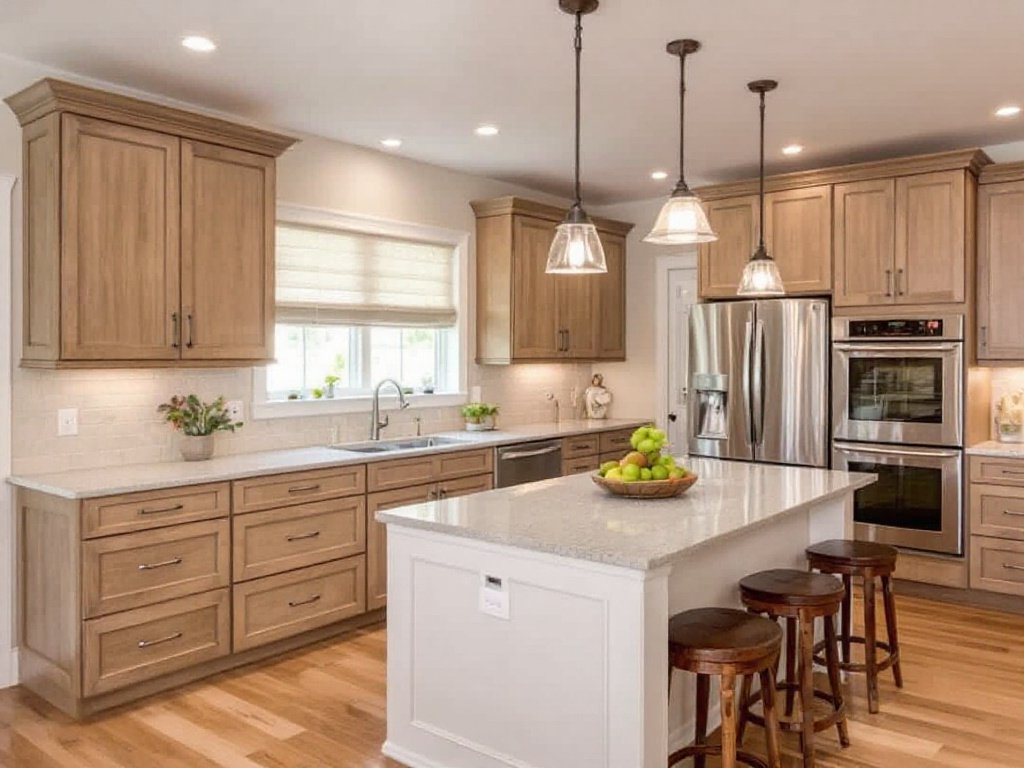 Caption: Now that's what we call a kitchen transformation! Behold the sublime blend of modern and contemporary design by the best kitchen remodeling contractors in the Billerica, MA locale. A gleaming modern kitchen remodel boasting contemporary aesthetics, completed by top contractors near Billerica, MA.