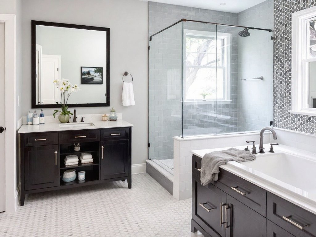 Alt text: Professional tile installation contractors working on a project in Lexington, MA.