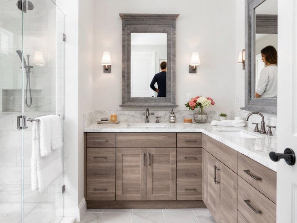 Caption: Elevate your home's aesthetics with our premium tile installation services near Lincoln, MA. Perfect blend of modern and contemporary bathroom design. Professional tile installers providing high-quality service for bathroom remodeling in Lincoln, MA showcasing modern, contemporary designs.