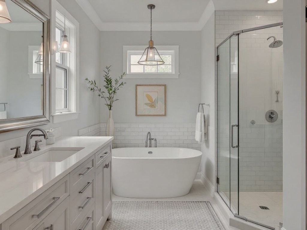 Contemporary Bathroom Makeover by Experienced Sudbury MA Contractors. Skilled Bathroom Contractors in Sudbury MA presenting a stunningly modern and contemporary bathroom design.