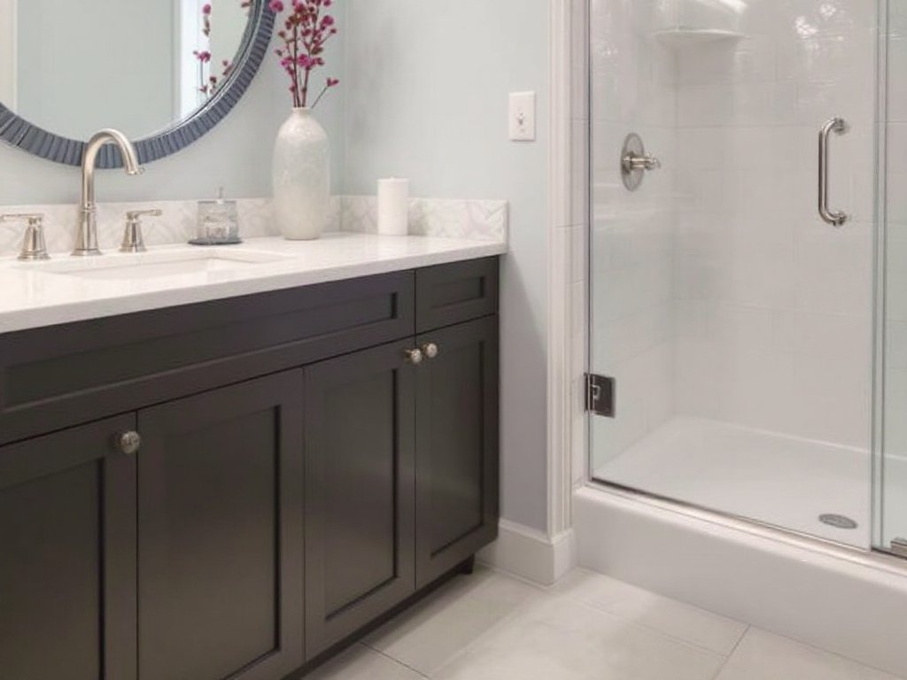 Caption: Express your creativity with our state-of-the-art full bathroom addition in Winchester MA! Alt text: Modern, contemporary full bathroom addition in Winchester MA that inspires creativity.