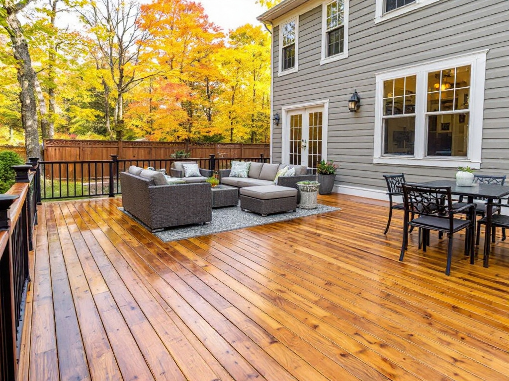 Modern and contemporary designed deck construction in Newton, Massachusetts, newly built that realizes your dreamed space.