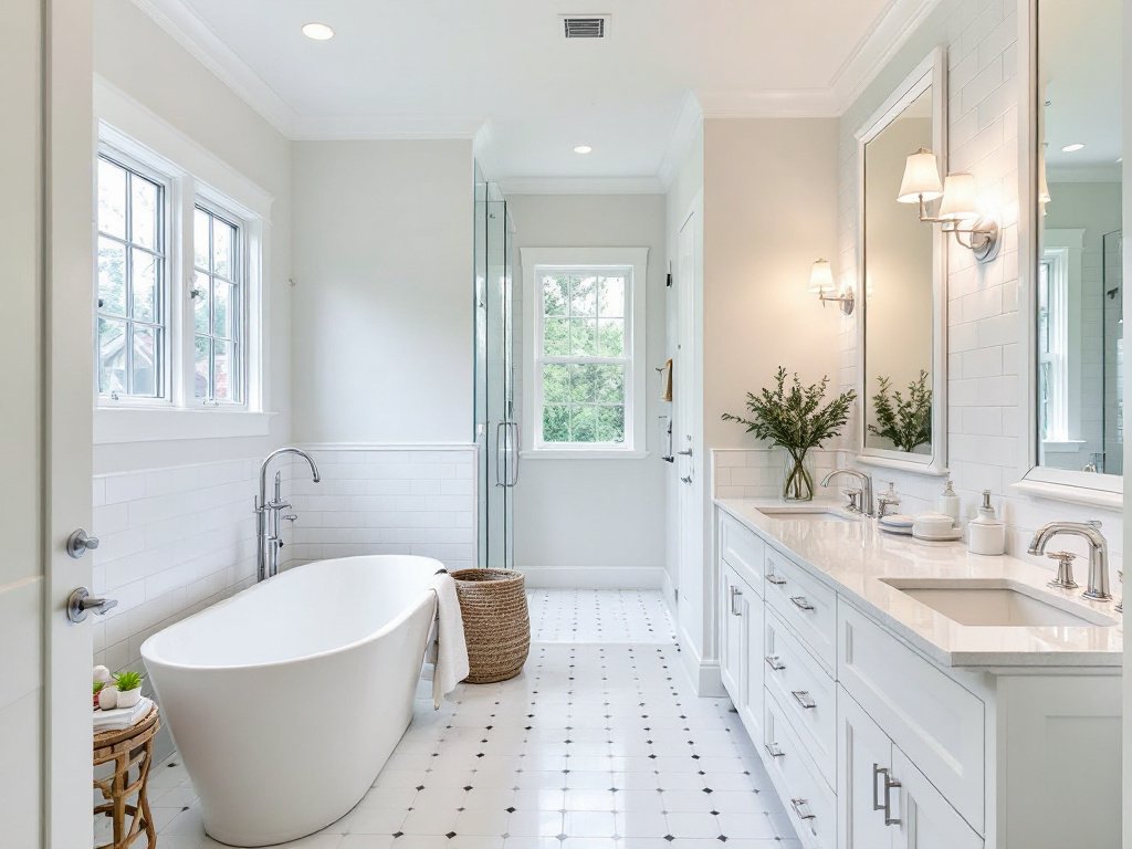 Caption: Transformative Elegance - Sleek and sophisticated bathroom renovation in Brookline, MA. A beautifully transformed bathroom with contemporary design elements in Brookline, MA.