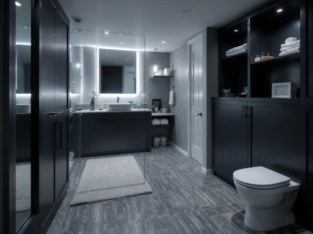 'Experience Basement Transformation in Newton, MA with Top-notch Remodelers.' 'A transformed basement featuring modern, contemporary design by top remodelers in Newton, MA'.