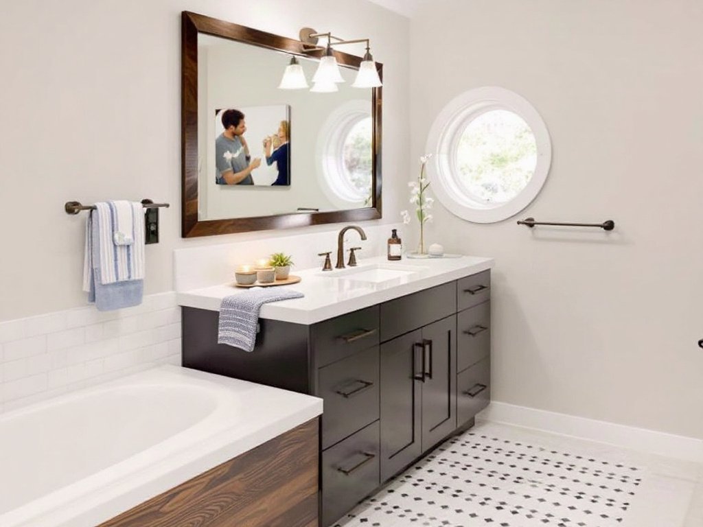 Contemporary and modern bathroom renovation in Hopkinton displaying new, fresh design features.