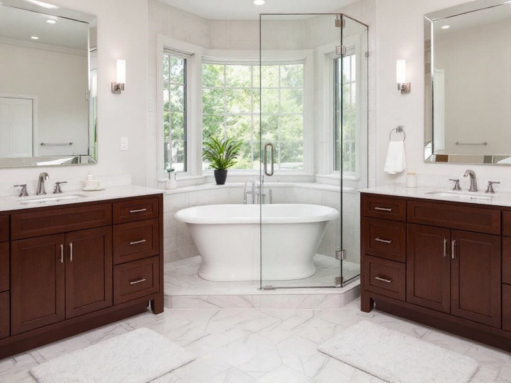Caption: Experience the Magic of Transformation- The Best Bathroom Remodel by Boston's Top Contractor. A bathroom with a modern and contemporary design in Boston renovated by a top-rated remodeling contractor.