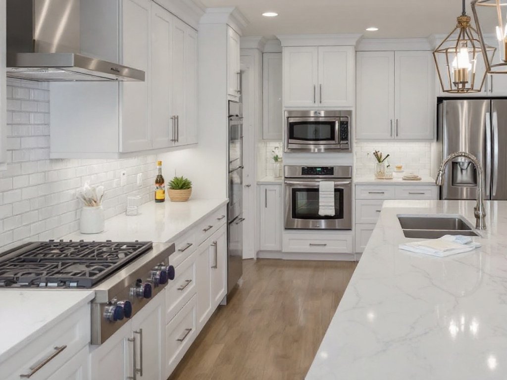 A newly renovated kitchen by top-notch contractors near Malden, MA featuring a modern, contemporary design.