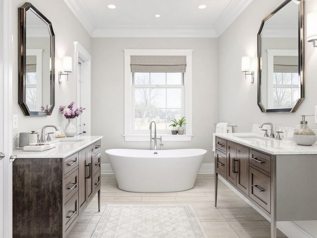 Renovating Bathrooms with Inspiring Modern Designs by Expert General Contractors in Burlington, MA. Top-quality general contractors working on a modern, contemporary bathroom design near Burlington, MA.