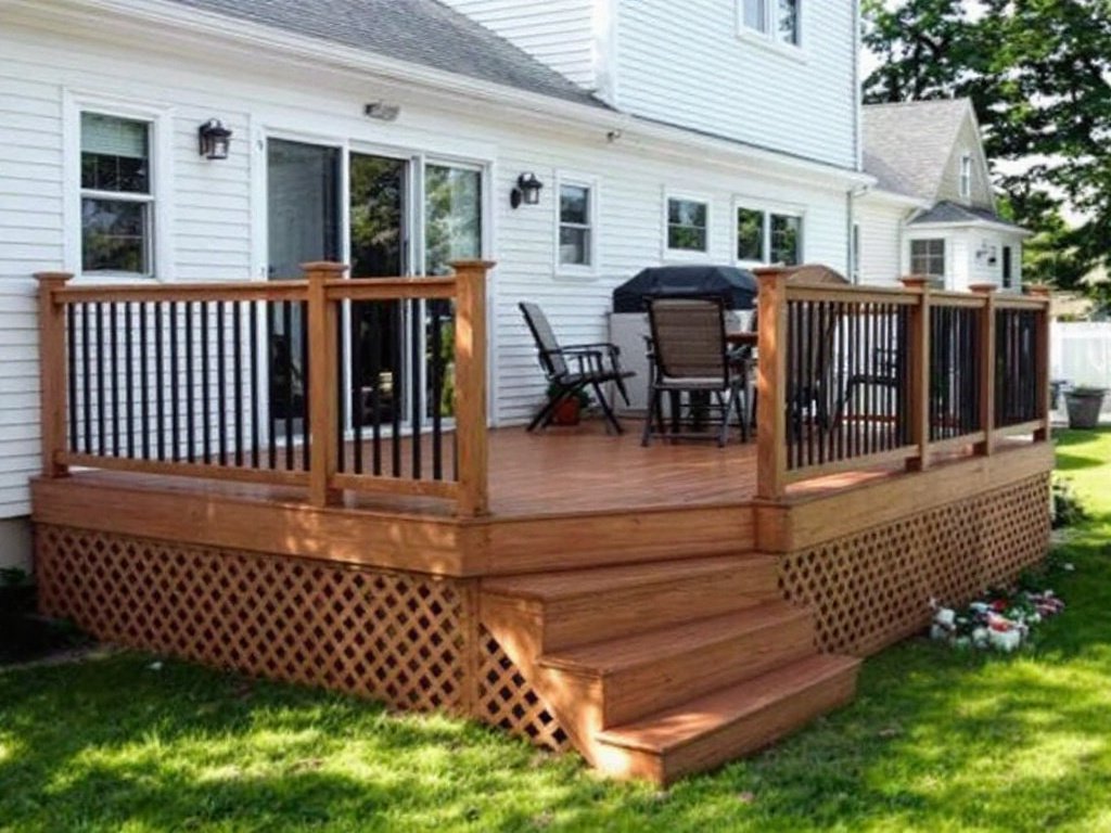 Professional constructing a patio deck in Weymouth, MA.
