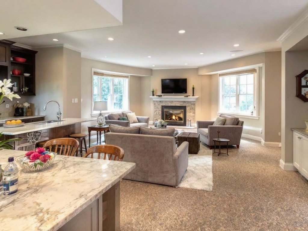 Quality Basement: Your Solution for Extra Living Space in Stoneham. Basement finishing project near Stoneham providing high quality extra living space.