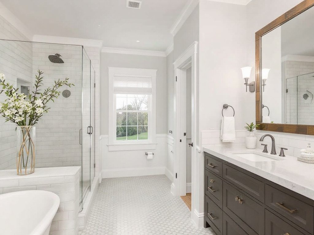 'Stunning contemporary bathroom remodel with modern utilities and design in Canton, MA.'