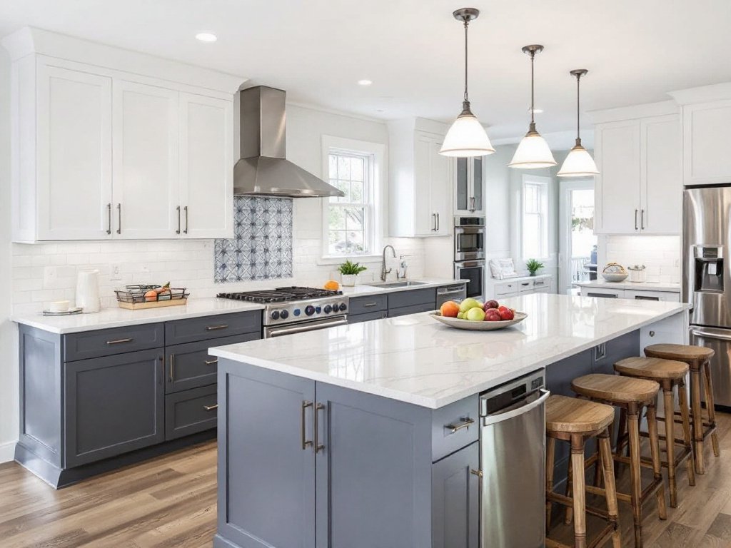 Caption: Transform Your Space with Modern Kitchen Renovation in Sudbury, MA An image showcasing a contemporary-styled kitchen renovated by top contractors near Sudbury, MA.