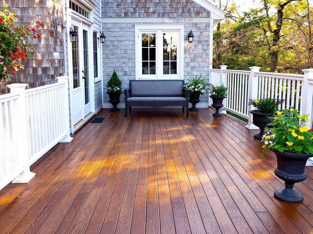 Caption: Unleashing Value with Style: Deck Remodeling in Westwood, MA. Contemporary styled deck renovation in Westwood, MA, showcasing modern design elements and fresh construction.