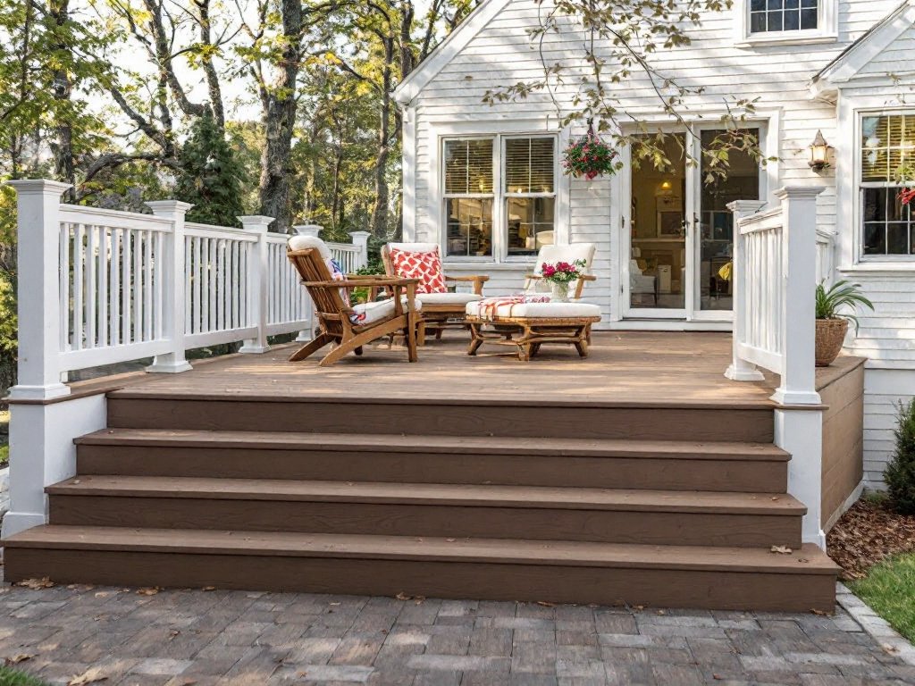 Masters of Outdoor Transformation: Deck Construction in Newton, MA A team of top-notch deck construction contractors working on a modern, contemporary styled deck in Newton, MA.