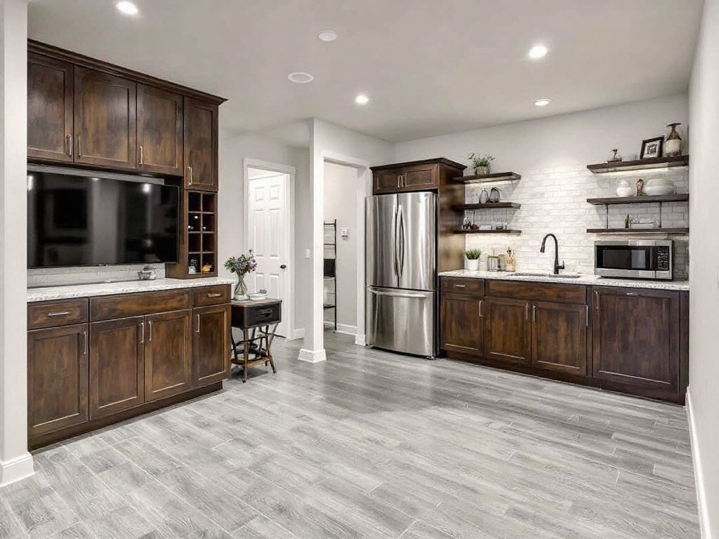 Caption: Transforming Unused Spaces: Enhancing the Value of Your Home with Basement Finishing. Alt Text: Modern and stylishly furnished basement after a basement finishing transformation.