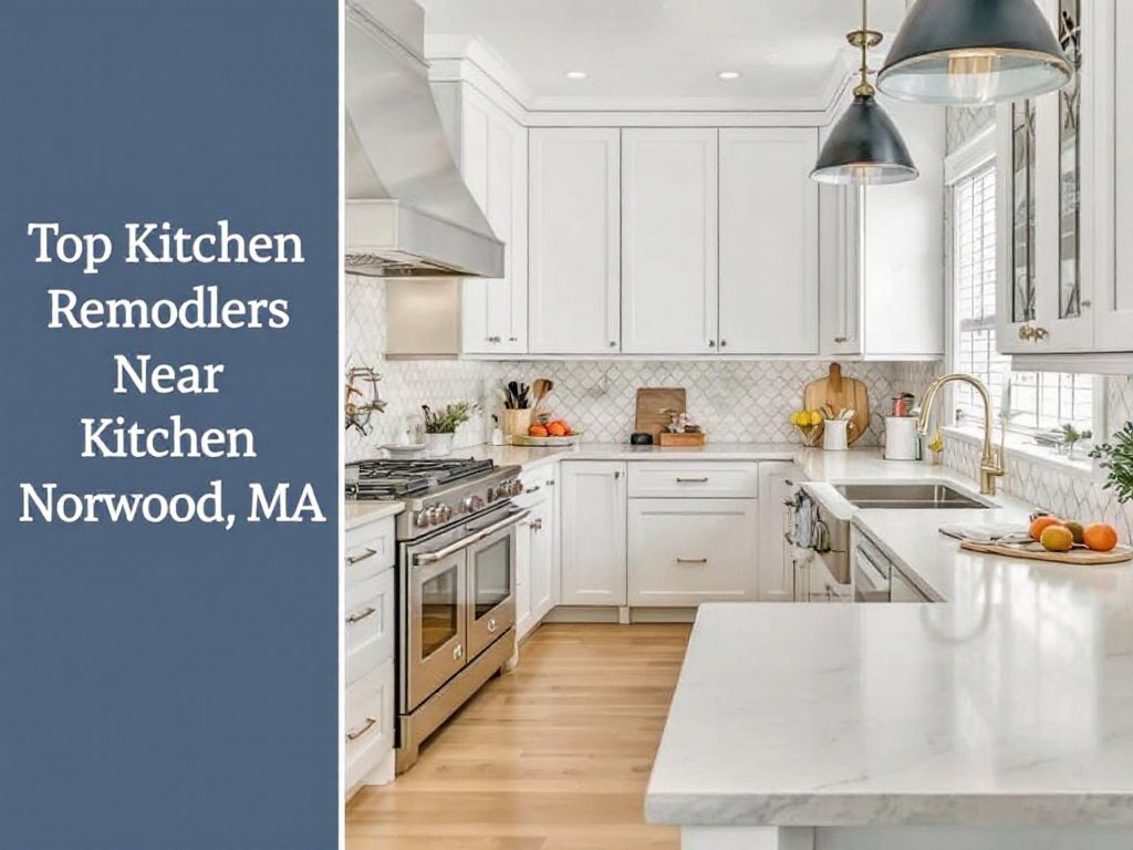 Sophisticated, modern kitchen remodel in Norwood, MA showcasing contemporary design elements.