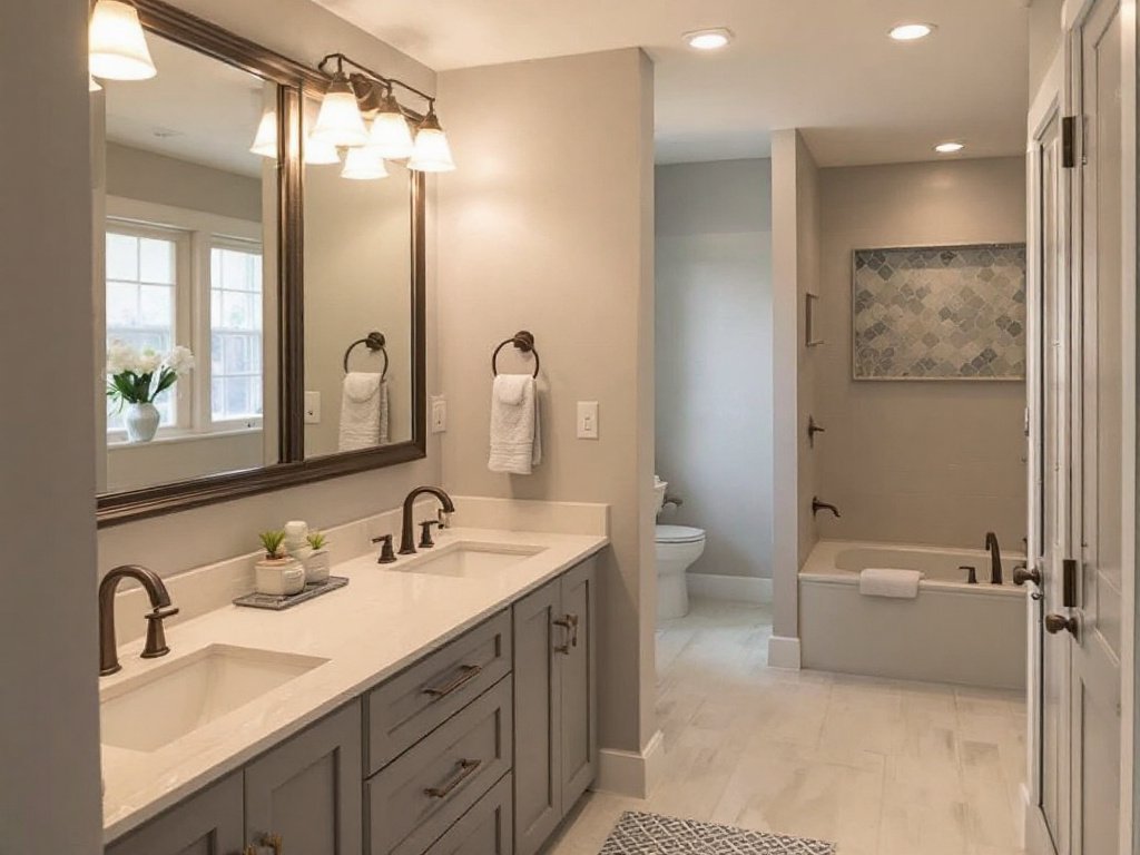 Expert basement remodelers in Natick, MA updating a space with a chic bathroom design.